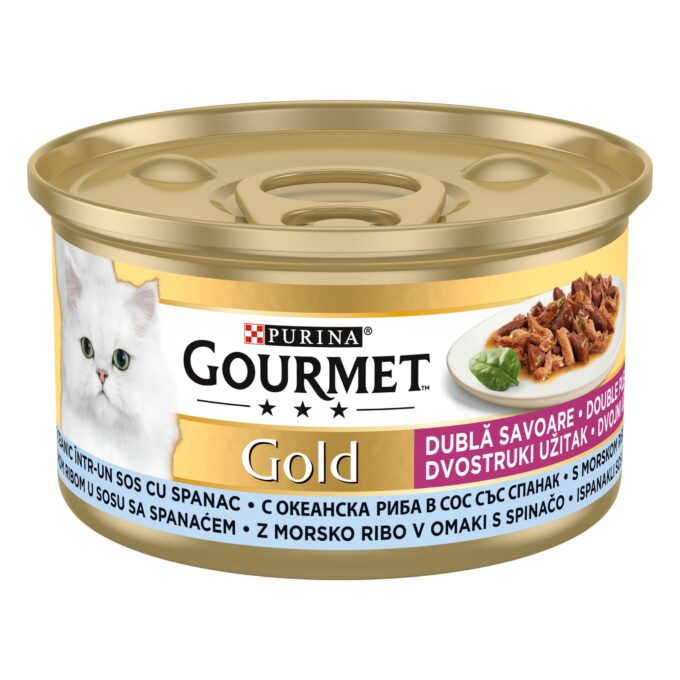 Gourmet Gold Double Pleasure Peste Oceanic si Spanac, 85 g 1 Gourmet Gold Double Pleasure Peste Oceanic si Spanac, 85 g