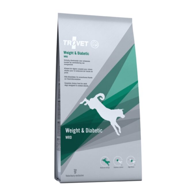 TROVET Dog Weight & Diabetic WRD, dietă veterinară câini, hrană uscată, afecțiuni metabolice (obezitate și diabet), 3 kg