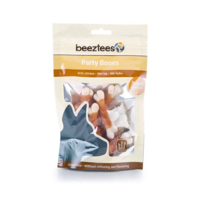 BEEZTEES Party Bones, recompense câini, cu Pui, 85g