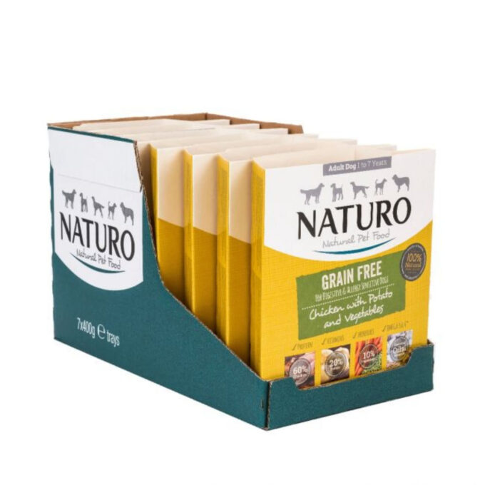 NATURO Grain Free, XS-L, Pui și Legume, tăviță hrană umedă fără cereale câini, (în aspic), 400g 1 NATURO Grain Free, XS-L, Pui și Legume, tăviță hrană umedă fără cereale câini, (în aspic), 400g