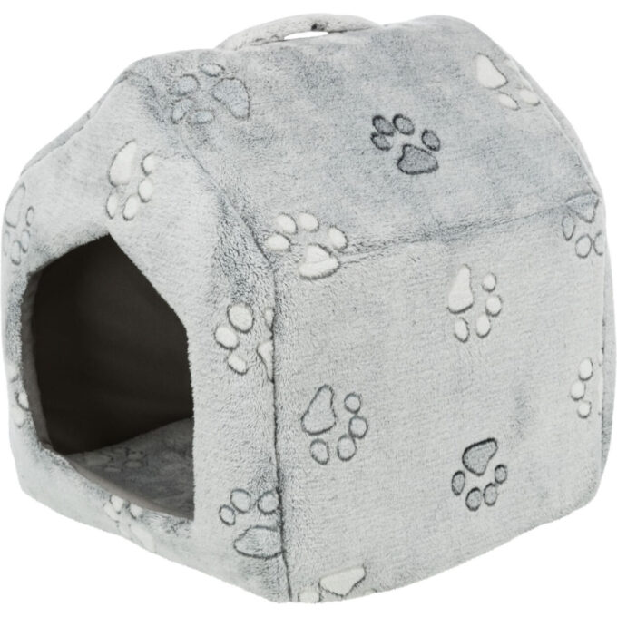 TRIXIE Nando, căsuța dreptunghiulară câini și pisici, XS, fleece, imprimeu lăbuțe, gri, 40 x 45 x 40 cm 1 TRIXIE Nando, căsuța dreptunghiulară câini și pisici, XS, fleece, imprimeu lăbuțe, gri, 40 x 45 x 40 cm