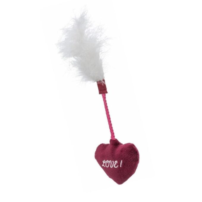 TRIXIE Valentine's Inima cu Pene, jucărie interactivă pisici, catnip, pluș, roșu, 20cm