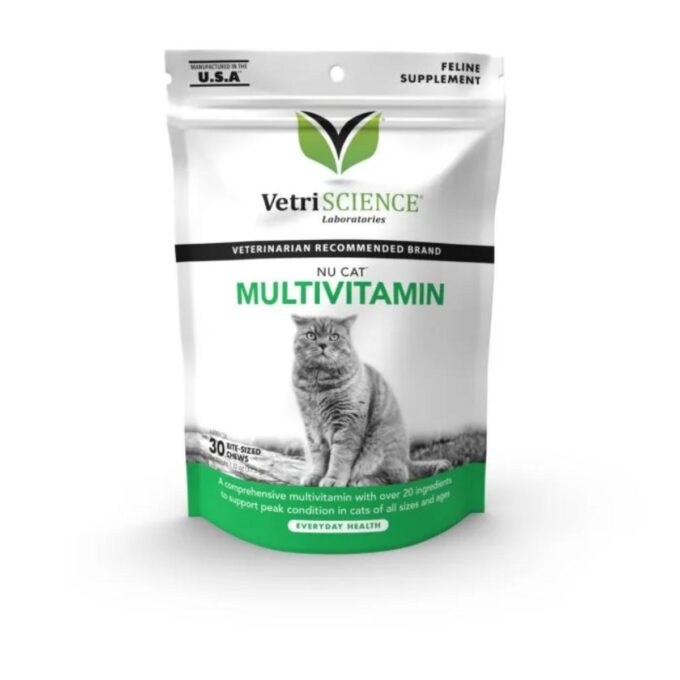 VETRISCIENCE 27+ Active Health, multivitamine pisici, comprimate masticabile VETRI SCIENCE Nu-Cat, Bite-sized Chews, multivitamine pisici, 30cpr masticabile