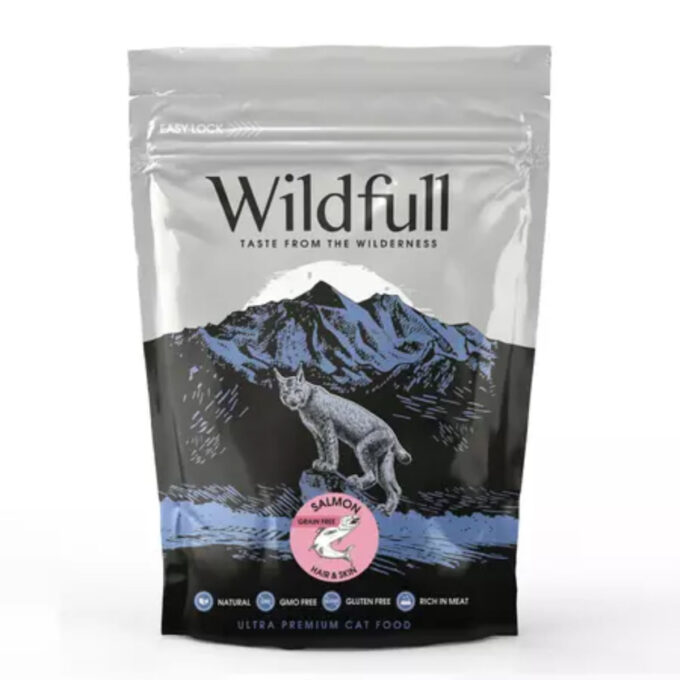 WILDFULL Hair&Skin, Somon, hrană uscată fără cereale pisici, piele & blană, 400g
