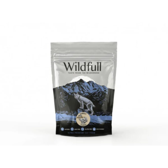 WILDFULL Hairball, Curcan, hrană uscată fără cereale pisici, limitarea ghemurilor de blană, 400g
