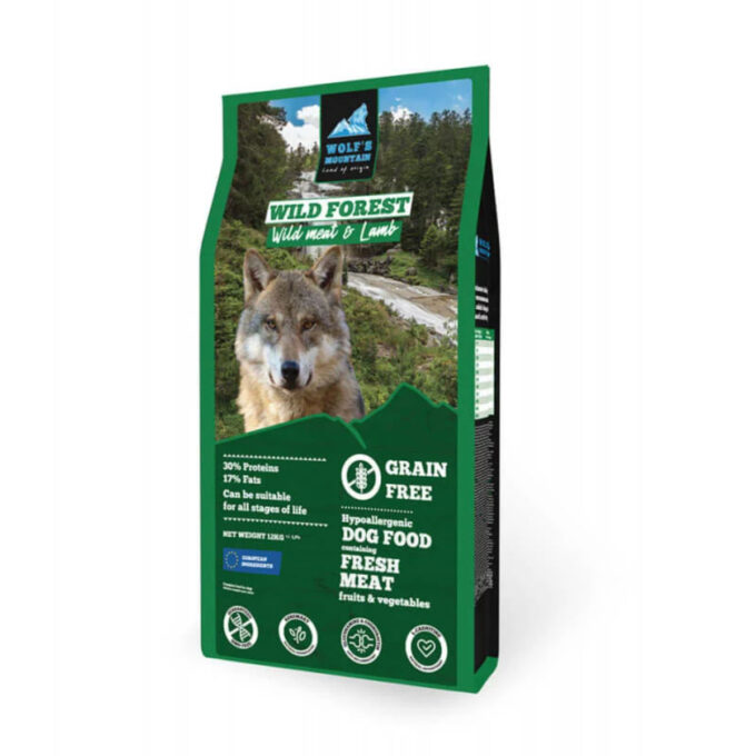 WOLF'S MOUNTAIN Wild Forest, XS-XL, Vânat și Miel, hrană uscată fără cereale câini, 2kg