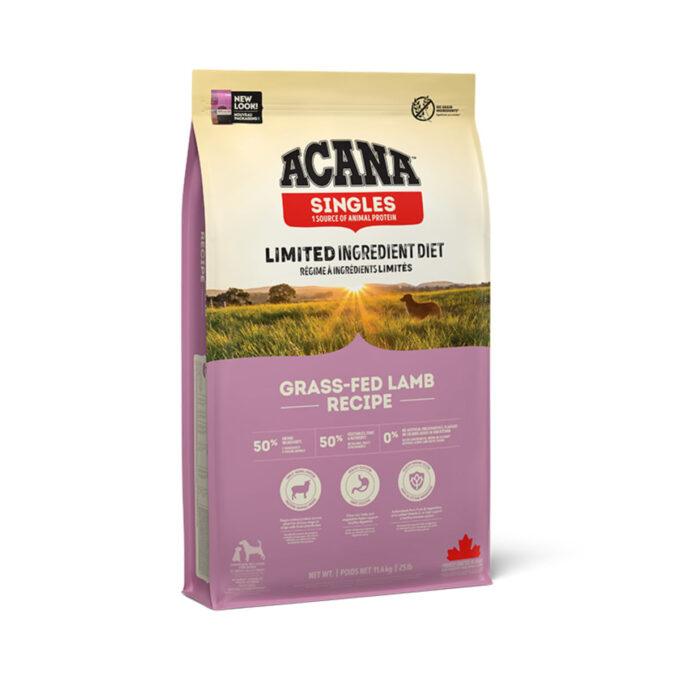 ACANA Singles Grass-Fed Lamb, Miel și Mere, hrană uscată monoproteică fără cereale câini, 11.4kg