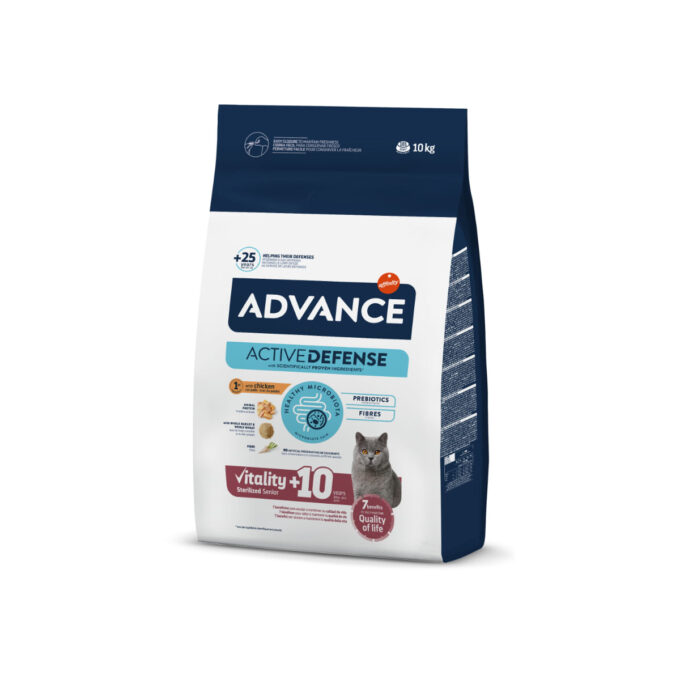 ADVANCE Vitality +10 Sterilised, Pui, hrană uscată pisici sterilizate senior, 10kg