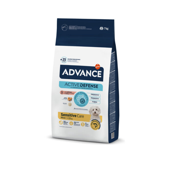 ADVANCE Sensitive Care Mini, XS-S, Somon, hrană uscată câini, sistem digestiv, 7kg