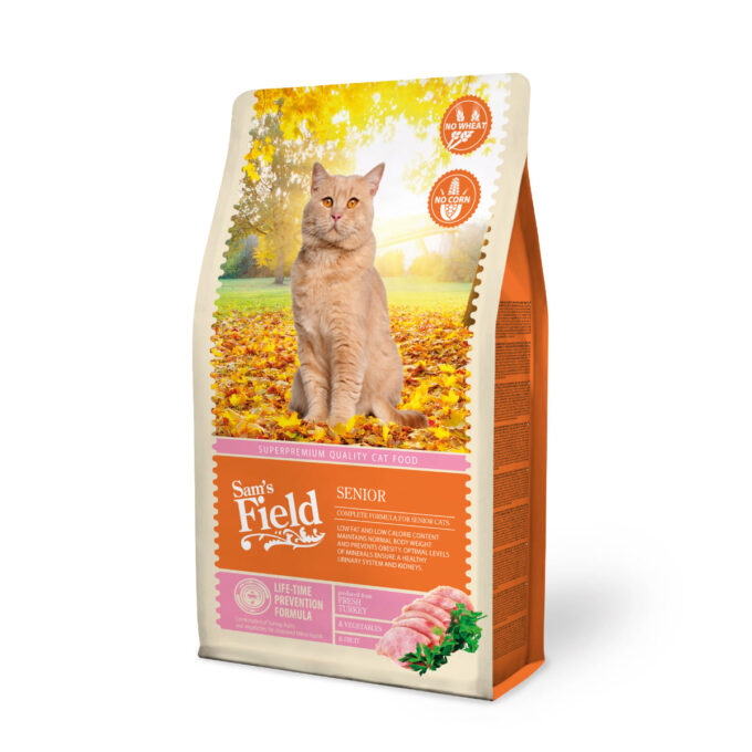 SAM'S FIELD Senior, Curcan, hrană uscată pisici senior, 2.5kg