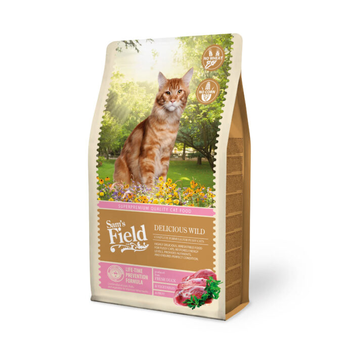 SAM'S FIELD Delicious Wild, Rață, hrană uscată pisici, 2.5kg