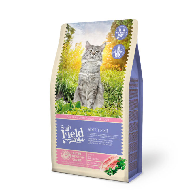 SAM'S FIELD, Pește alb și Somon, hrană uscată pisici, 2.5kg