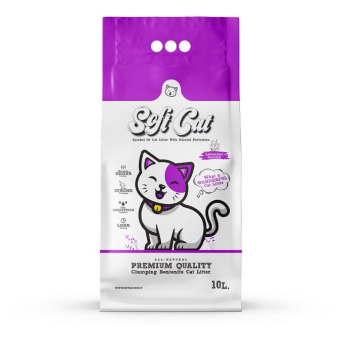 SOFTCAT, Lavanda, așternut igienic pisici, granule, bentonită, aglomerant, neutralizare mirosuri, 10l
