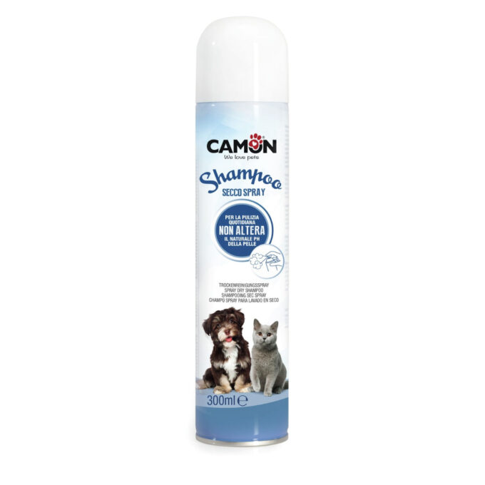 CAMON Spray Dry Shampoo, spumă șampon câini și pisici, fără clătire, Fresh, flacon cu aplicator, 300ml