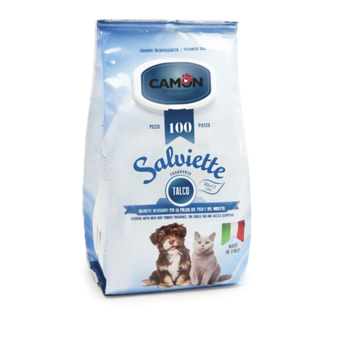 CAMON, șervețele umede câini, Talc CAMON, șervețele umede câini și pisici, Talc, 100buc
