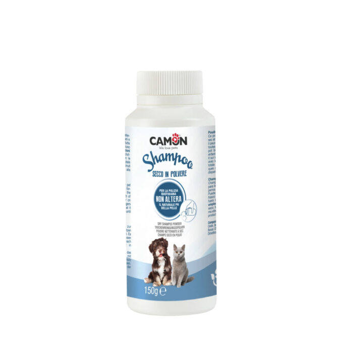 CAMON Spray Dry Shampoo, șampon pudră câini și pisici, fără clătire, Fresh, 150g