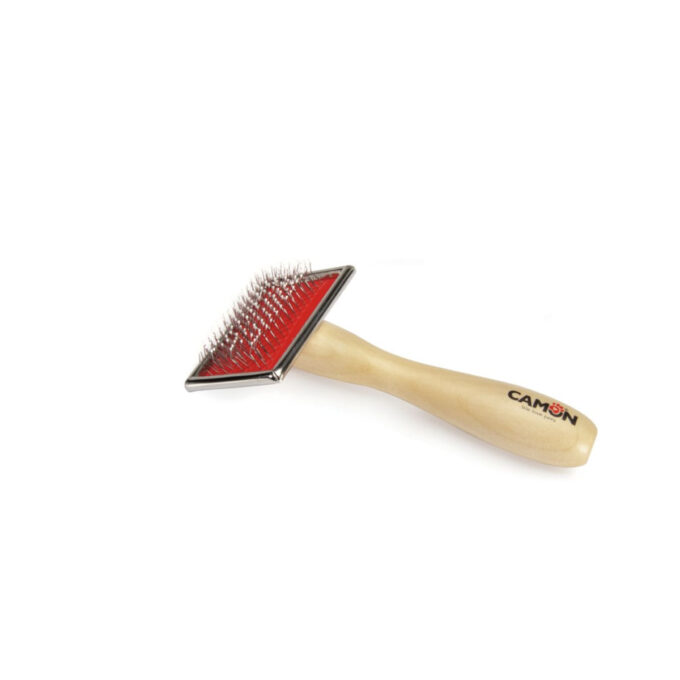 CAMON Perie cu maner de lemn, perie câini CAMON Perie cu maner de lemn, M, perie câini, 4.5x9cm