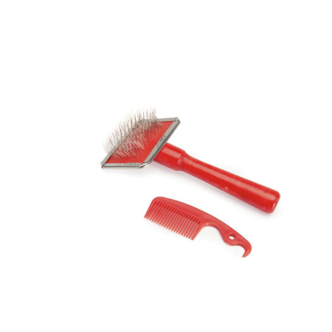 CAMON Set perie cromata cu pieptene de curatare, perie câini CAMON Set perie cromata cu pieptene de curatare, L, perie câini, 6.5x11.5cm