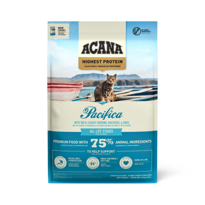 ACANA Highest Protein Pacifica, Pește, hrană uscată fără cereale pisici, 4.5kg