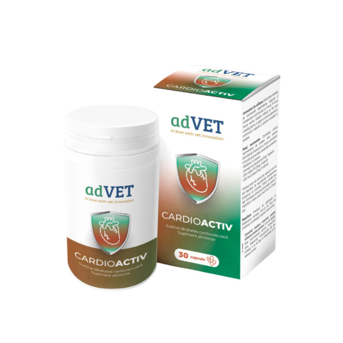 ADVET CardioActiv, supliment sistem cardio-vascular câini, capsule ADVET CardioActiv, XS-XL, supliment sistem cardio-vascular câini și pisici, flacon, 30 capsule