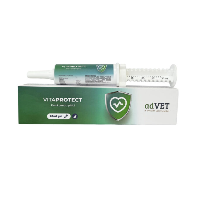 ADVET VitaProtect, multivitamine convalescență pisici, pastă orală ADVET VitaProtect, multivitamine convalescență pisici, flacon cu aplicator, 20ml pastă orală