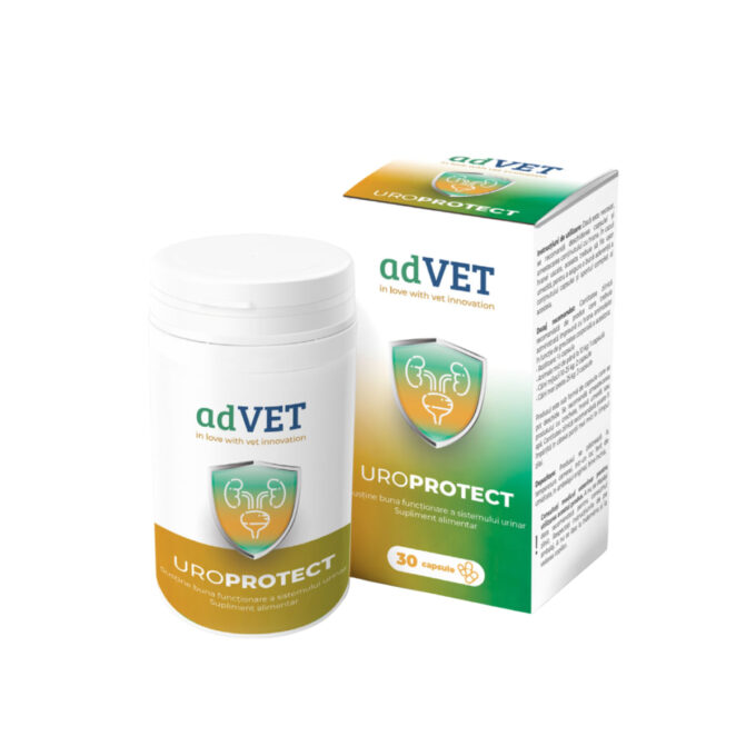 ADVET UroProtect, supliment sistem urinar câini, capsule ADVET UroProtect, XS-XL, supliment sistem urinar câini și pisici, flacon, 30 capsule