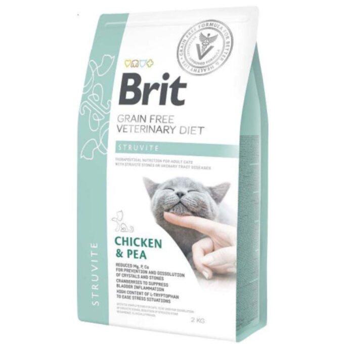 BRIT VD Struvite, Pui, dietă veterinară, hrană uscată fără cereale pisici, sistem urinar, 2kg