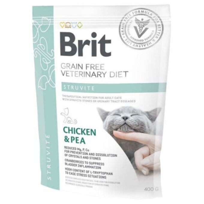 BRIT VD Struvite, Pui, dietă veterinară, hrană uscată fără cereale pisici, sistem urinar, 400g