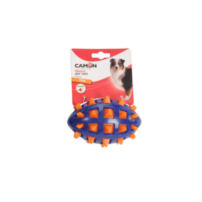 CAMON, jucărie de ros câini, cu sunet, dentiție, cauciuc CAMON, jucărie de ros câini XS-M, cu sunet, dentiție, cauciuc, albastru și portocaliu, 13cm, 1buc