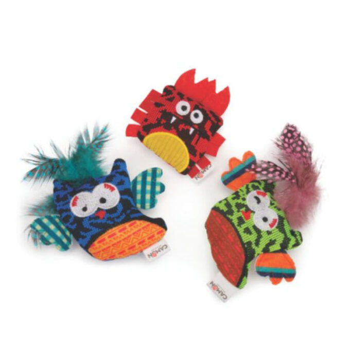 CAMON Little Birds, jucărie stimulare pândă pisici, catnip, textil, diverse culori, 10cm, 1buc