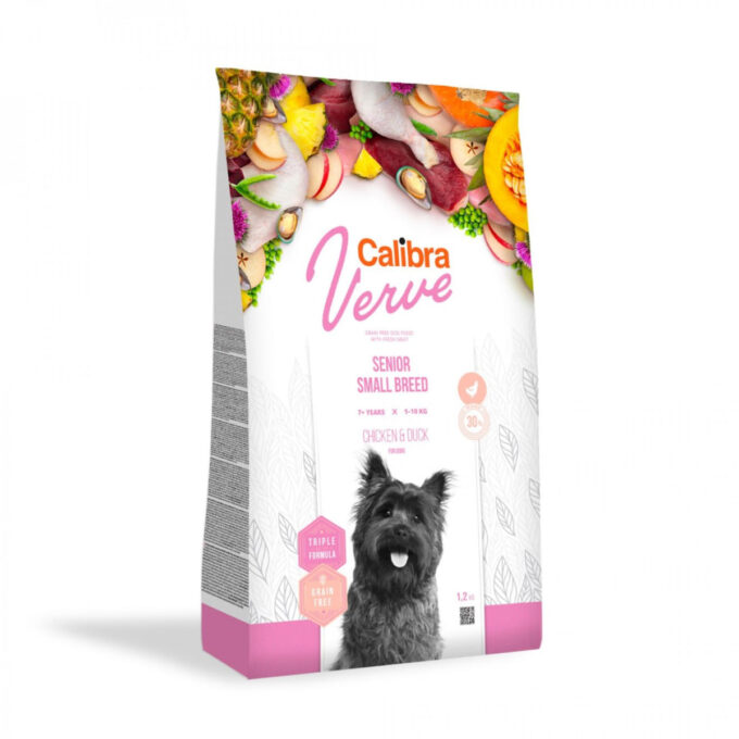CALIBRA Verve GF Senior Small, XS-S, Pui și Rață, hrană uscată fără cereale câini senior, 1,2kg 1 CALIBRA Verve GF Senior Small, XS-S, Pui și Rață, hrană uscată fără cereale câini senior, 1,2kg