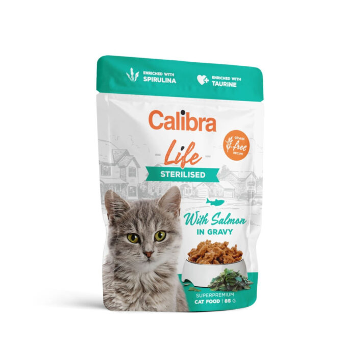 CALIBRA Life Sterilised, Somon, plic hrană umedă fără cereale pisici sterilizate, (în sos), bax, 85g x 28buc
