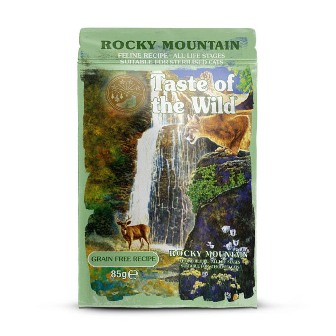 TASTE OF THE WILD Rocky Mountain, Pui, plic hrană umedă fără cereale pisici, (în sos), 85g