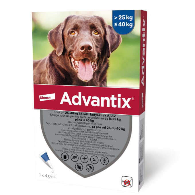 ADVANTIX, deparazitare externă câini, pipetă repelentă ADVANTIX 400, deparazitare externă câini, pipetă repelentă, L(25 - 40kg), 1buc
