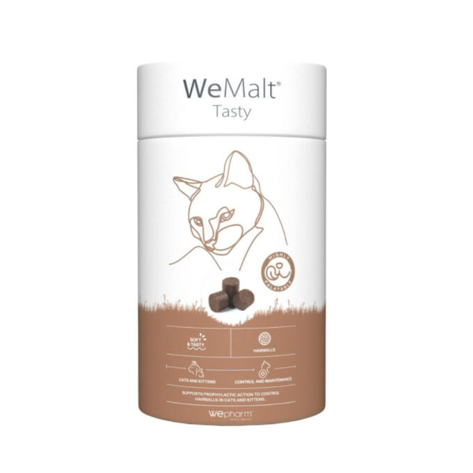 WEPHARM WeMalt Tasty, supliment sistem digestiv, limitarea ghemurilor de blană pisici, comprimate masticabile WEPHARM WeMalt Tasty, supliment sistem digestiv, limitarea ghemurilor de blană pisici, flacon, 30 comprimate masticabile