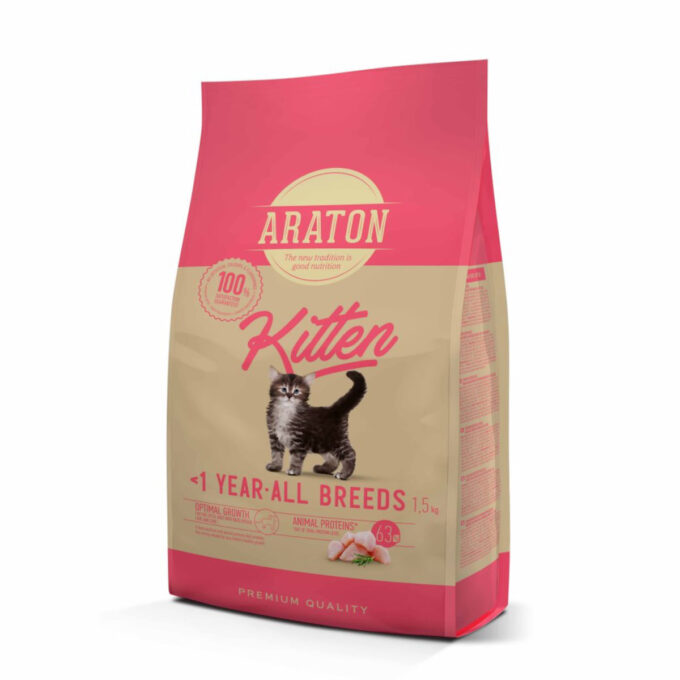 ARATON Kitten, Pui, hrană uscată pisici junior, 15kg