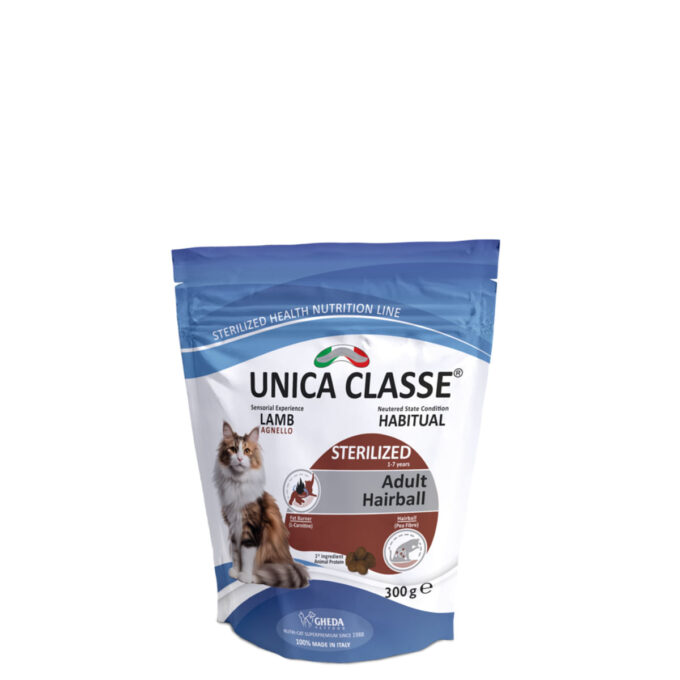 UNICA Classe Sterilized Hairball, Miel, hrană uscată pisici sterilizați, 10kg
