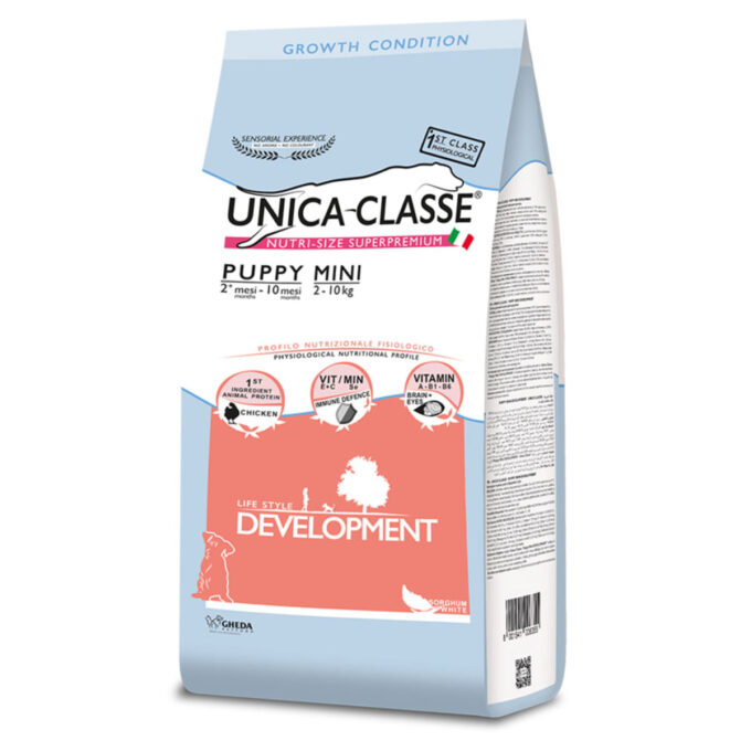 UNICA Classe Puppy Mini Development, XS-S, Pui, hrană uscată conținut redus cereale câini junior, sistem imunitar, 7.5kg