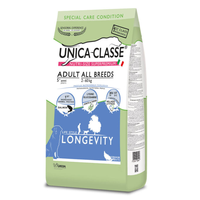 UNICA Classe Longevity, XS-XL, Somon, hrană uscată conținut redus cereale câini, obezitate, 12kg