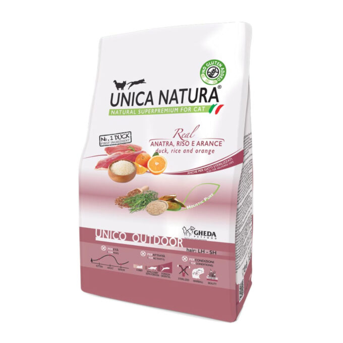 UNICA Natura Outdoor, Rață și Orez, hrană uscată pisici, 1.5kg