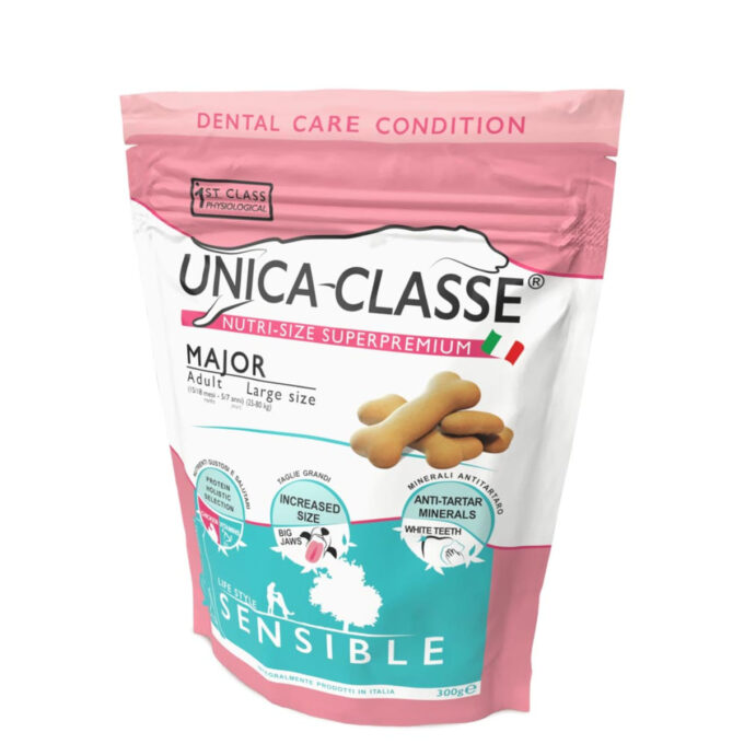 UNICA Classe Major Sensible, L-XL, Pui, punguță recompense funcționale câini, sensibilități dentare, 300g