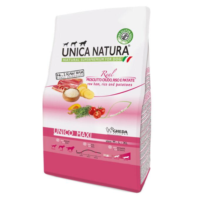 UNICA Natura Maxi, L-XL, Prosciutto Crudo și Orez, hrană uscată câini, 12kg