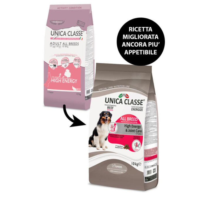 UNICA Classe High Energy & Joint Care, XS-XL, Vită, hrană uscată câini, sistem articular, activitate intensă, 12kg