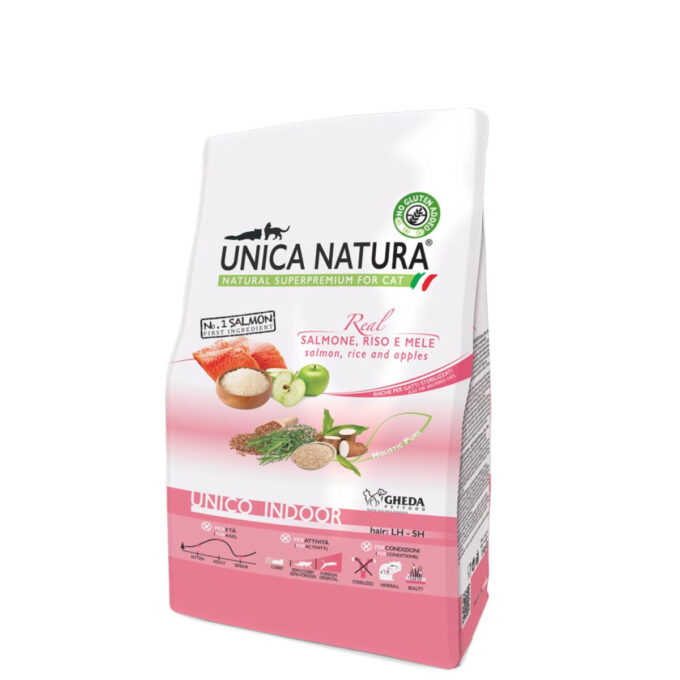 UNICA Natura Indoor, Somon și Orez, hrană uscată pisici, 10kg