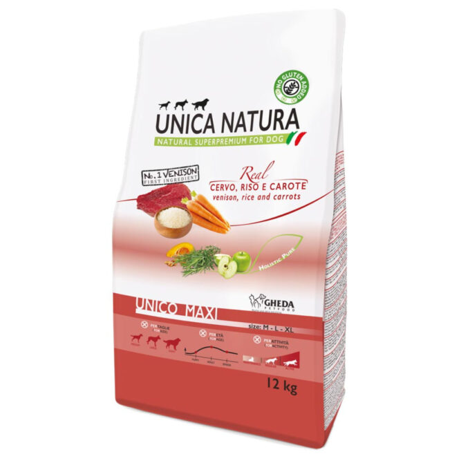 UNICA Natura Maxi, L-XL, Căprioară și Orez, hrană uscată câini, 2.5kg