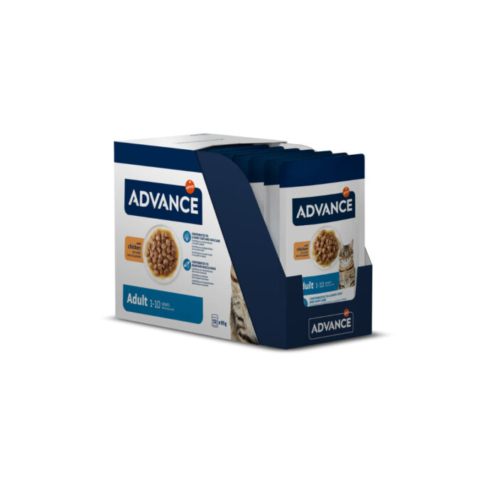 ADVANCE, Pui, plic hrană umedă pisici, (în sos), bax, 85g x 12buc