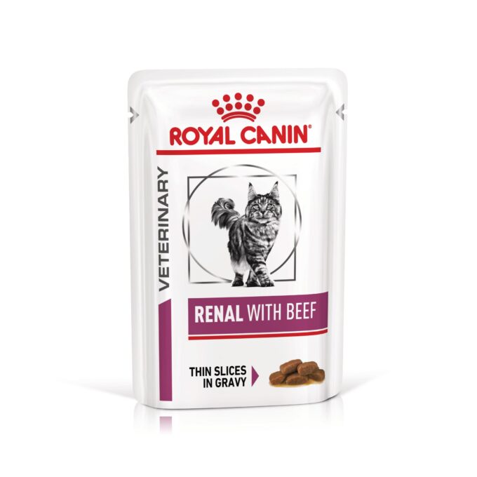 ROYAL CANIN VD Renal, Vită, dietă veterinară, plic hrană umedă pisici, sistem renal, (în sos), bax, 85g x 12buc 1 ROYAL CANIN VD Renal, Vită, dietă veterinară, plic hrană umedă pisici, sistem renal, (în sos), bax, 85g x 12buc