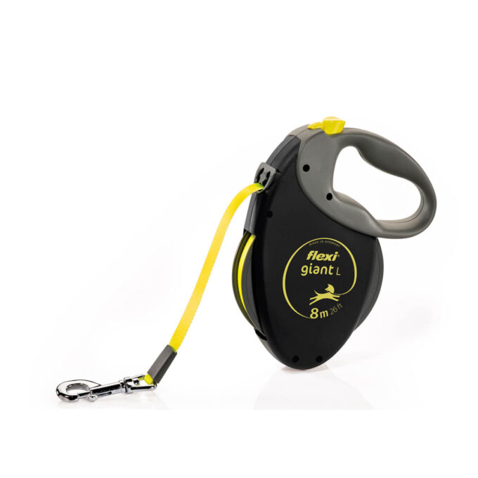FLEXI Giant, lesă bandă retractabilă dresaj câini, reflectorizant, nylon, neon, L(50kg, 8m)