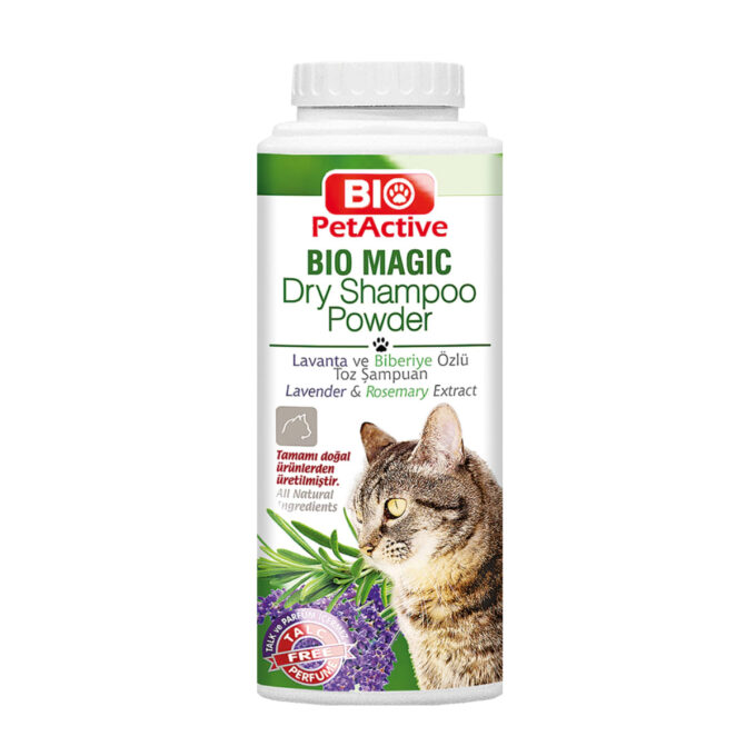 BIO PETACTIVE Bio Magic Dry Shampoo Powder, șampon pudră pisici, fără clătire, flacon, 150g