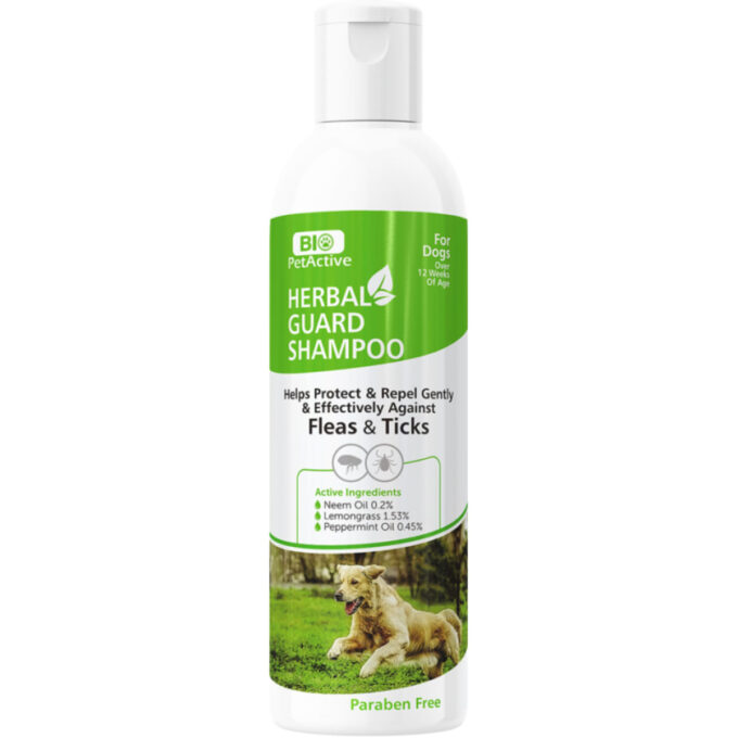 BIO PETACTIVE Herbal Guard, XS-XL, șampon câini, antiparazitar, anti-mâncărime, Ulei de Neem, flacon, 250ml